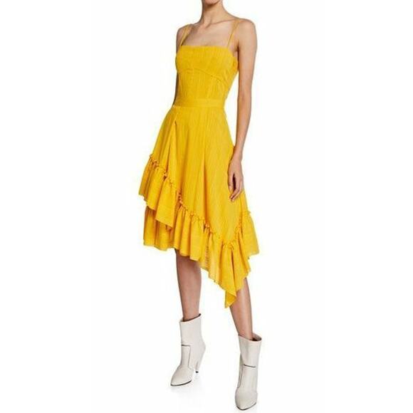 Derek Lam Dresses & Skirts - B0 DEREK LAM 10 CROSBY Marigold Cotton Ruffle Asymmetrical Hem Cami Dress Sz 4